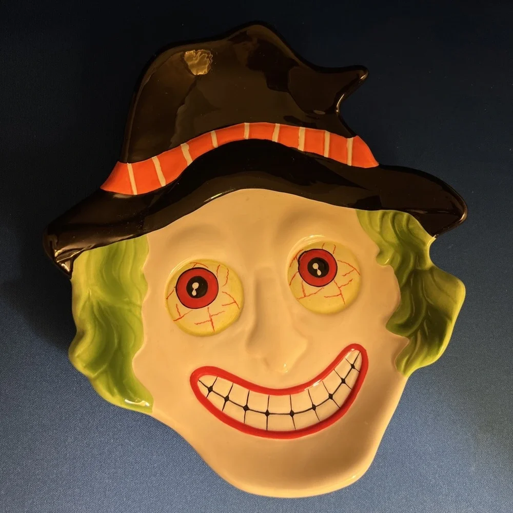 Vintage Lillian Vernon Face Plate Candy Tray Halloween Ceramic Fall Decor